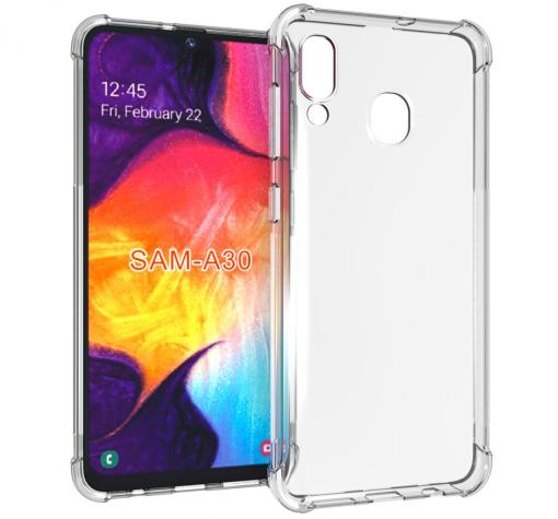 Удароустойчив силиконов калъф за Samsung A30 - прозрачен
