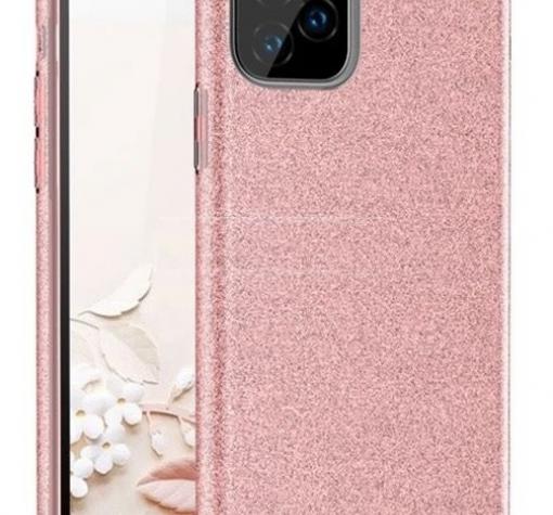 Силиконов калъф / гръб / TPU за Samsung A31 - розов / брокат
