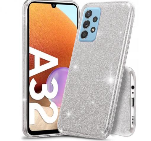 Силиконов калъф / гръб / TPU за Samsung A32 4G - сребрист / брокат