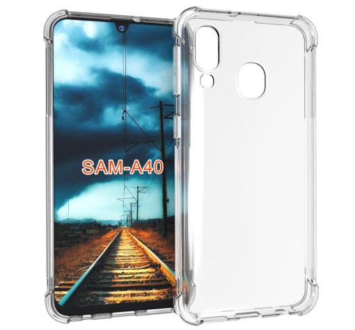 Удароустойчив силиконов калъф за Samsung A40 - прозрачен