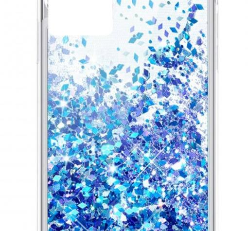 Луксозен твърд гръб / кейс / 3D Water Case за Samsung A52 / A52S 5G - прозрачен / течен гръб с брокат / син