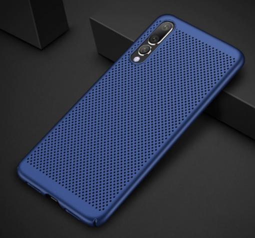 Луксозен твърд гръб за Samsung A7 2018 A750F - тъмно син / Grid