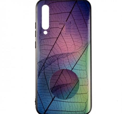 Луксозен силиконов калъф / гръб / TPU с Popsocket за Samsung A7 2018 A750F - листа / цветен