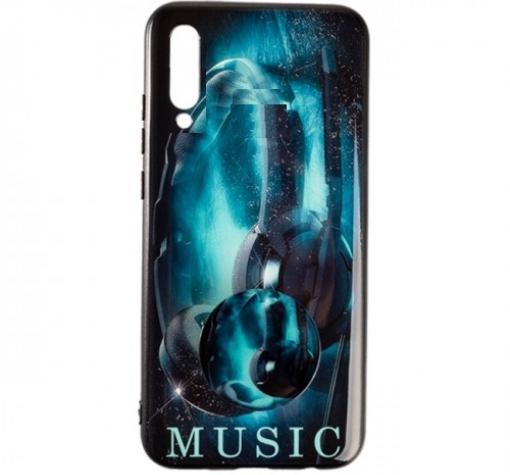 Луксозен силиконов калъф / гръб / TPU с Popsocket за Samsung A7 2018 A750F - Music / синьо и черно