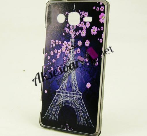 Силиконов калъф / гръб / TPU за Samsung J3 2016 J320 - Айфелова кула / лилави цветя