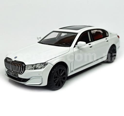 Метална кола с отварящи се врати капаци светлини и звуци BMW 760 XDrive 1:24 - бял
