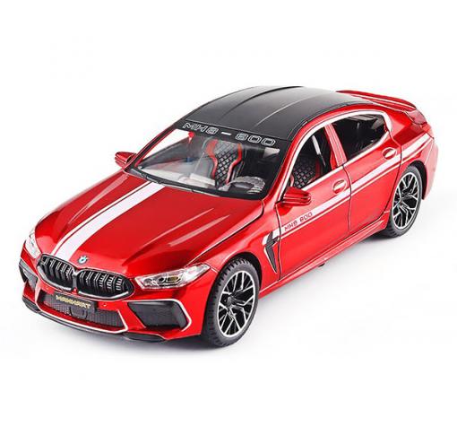 Метална кола с отварящи се врати капаци светлини и звуци BMW M8 Manhart MH8 800 1:24 - червен / зелен