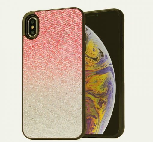 Луксозен силиконов гръб с камъни за Xiaomi Redmi Mi A3 - бежово и сребристо / преливащо