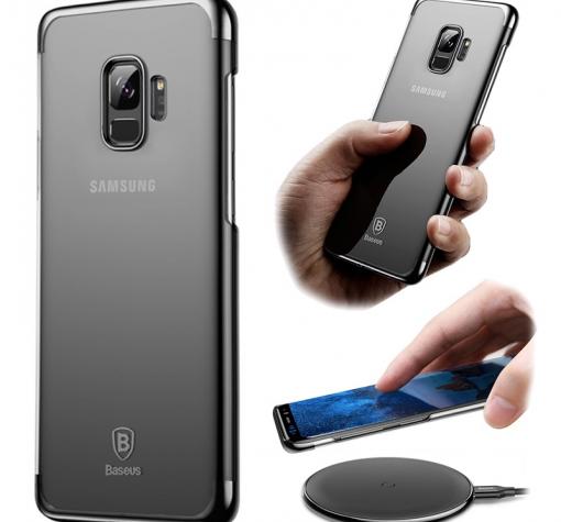 Луксозен твърд гръб Baseus Glitter Case за Samsung S9 G960 - прозрачен / черен кант
