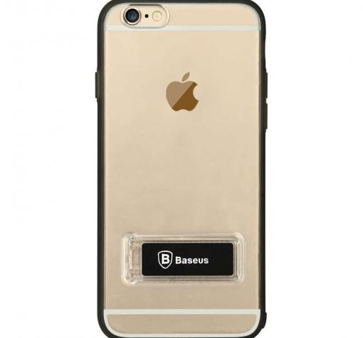Ултра тънък силиконов калъф / гръб / със стойка BASEUS Sky Pro за Apple iPhone 6 / 6S - черен