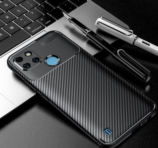 Луксозен силиконов калъф / гръб / TPU кейс Auto Focus за Realme C21Y - черен / Carbon