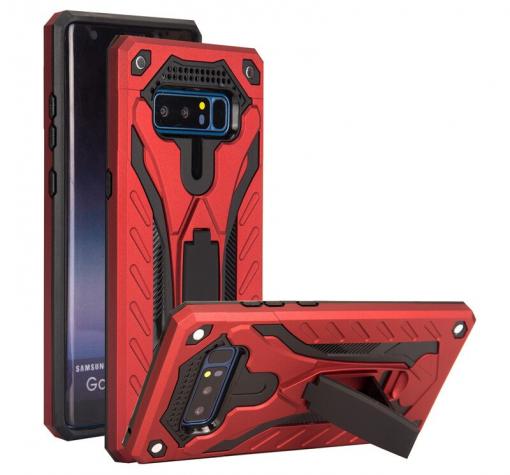 Силиконов гръб TPU Armor Kickstand Case с твърда част за Samsung S10 Plus - червено / черно