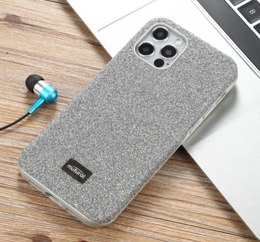 Луксозен твърд гръб / кейс / MUTURAL за Apple iPhone 13 Pro - сребрист / камъни