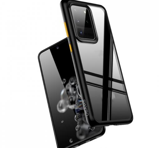 Луксозен гръб USAMS Janz Series за Samsung S20 - прозрачен / черен кант