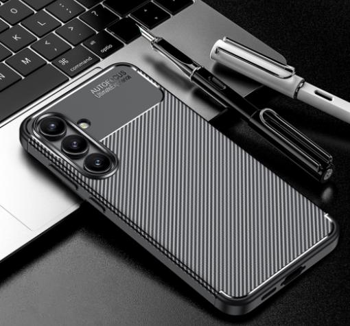 Луксозен силиконов калъф / гръб / кейс TPU case Auto Focus за Samsung A14 - черен кейс / Carbon