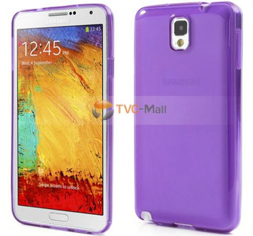 Силиконов калъф / гръб / TPU за Samsung Note 3 N9000 N9005 - прозрачен / лилав гланц