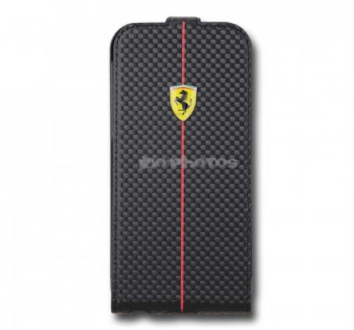 Оригинален кожен калъф Flip тефтер FERRARI за Apple iPhone 6 4.7'' - черен / carbon