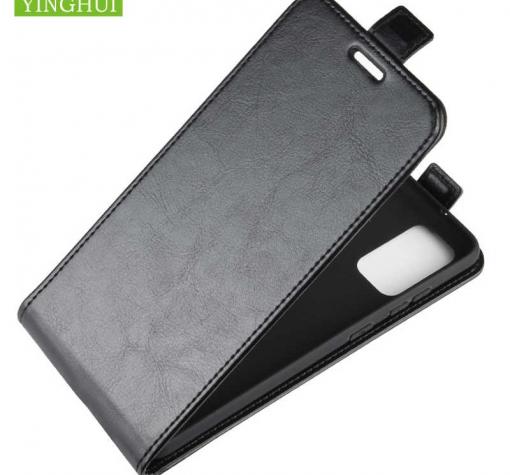 Кожен калъф Flip тефтер Flexi със силиконов гръб за Samsung S20 - черен