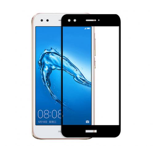 3D full cover Tempered glass screen protector Huawei Y7 / Извит стъклен скрийн протектор Huawei Y7 - черен