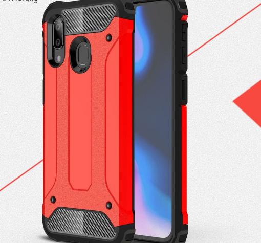 Силиконов гръб TPU Spigen Hybrid с твърда част за Samsung A20e - червен