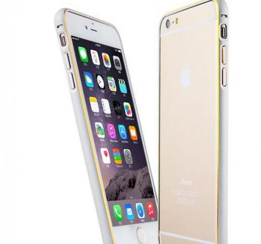 Метален бъмпер / Bumper за Apple iPhone 6 / 6S - сребрис със златен кант