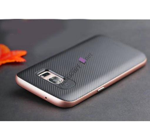Силиконов гръб SPIGEN SGP Neo Hybrid за Samsung S7 Edge G935 - черен / розово злато кант