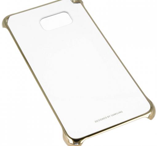 Оригинален твърд гръб Clear Cover EF-QG955 за Samsung S8 Plus G955 - прозрачен със златист кант
