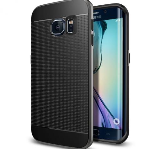 Силиконов калъф / гръб / TPU за Samsung S6 Edge G925 - черен / тъмно сив кант