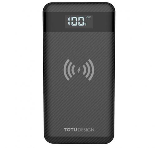 Оригинална универсална външна батерия с безжично зареждане TOTU Design / Universal Wireless Charger Dual USB Power Bank TOTU Design 10000mAh - черна