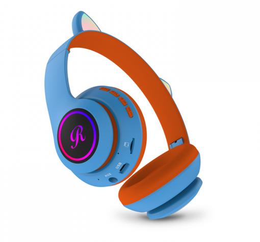 Стерео LED слушалки Bluetooth Cat Ear CT-66 / Wireless Headphones / безжични LED слушалки Cat Ear CT-66 - сини