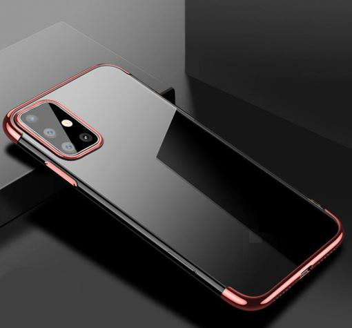 Луксозен силиконов калъф / гръб / TPU за Xiaomi Mi 10 Lite - прозрачен / Rose Gold кант