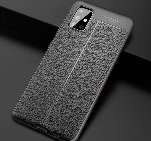 Луксозен силиконов калъф / гръб / TPU за Huawei P40 Pro - черен / имитиращ кожа