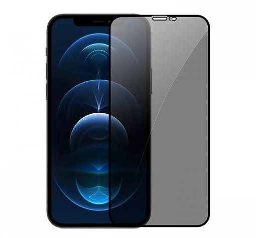 Privacy 5D full cover Tempered glass Full Glue screen protector Apple iPhone 13 Pro Max 6.7" / Privacy Извит стъклен скрийн протектор с лепило от вътрешната страна за Apple iPhone 13 Pro Max 6.7" - черен / прозрачен