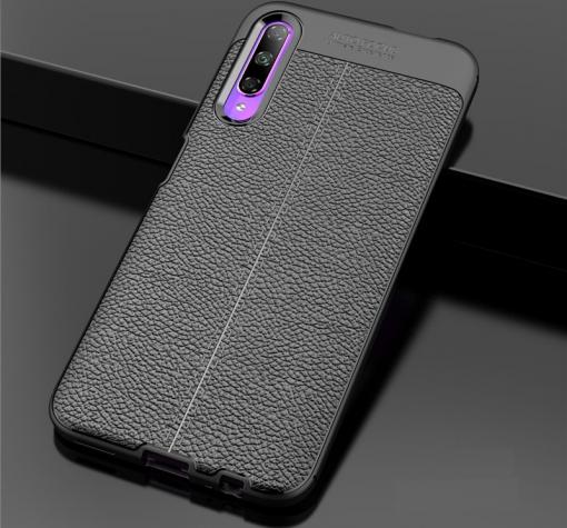 Луксозен силиконов калъф / гръб / TPU за Huawei P Smart Pro - черен / имитиращ кожа