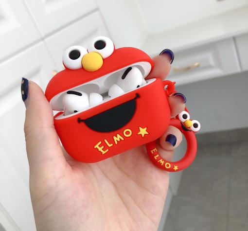 Силиконов калъф за AirPods Pro - червен / Elmo