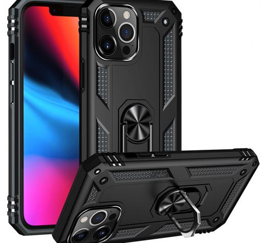Силиконов кейс TPU Hybrid Magnetic Finger Ring Car Holder за Apple iPhone 13 Pro 6.1" - черен