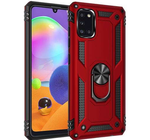 Силиконов гръб TPU Hybrid Magnetic Finger Ring Car Holder за Samsung A31 - червен