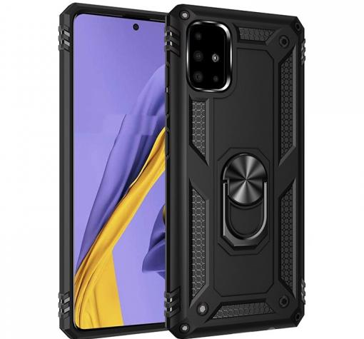 Силиконов гръб TPU Hybrid Magnetic Finger Ring Car Holder за Samsung A71 - черен