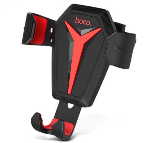 Универсална стойка за кола HOCO CA22 Gravity Car Mount за Samsung, Apple, Huawei, Lenovo, LG, HTC, Sony, Nokia, ZTE, Xiaomi - черна с червено / въртяща се на 360 градуса