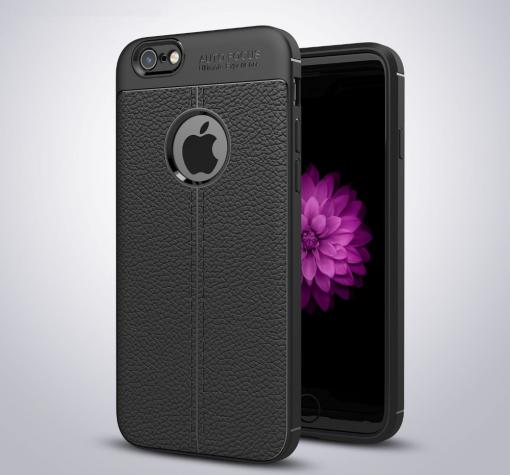 Луксозен силиконов калъф / гръб / TPU Auto Focus 360° + Nano Glass Protector за Apple iPhone 6 Plus / iPhone 6S Plus - черен / имитиращ кожа / лице и гръб