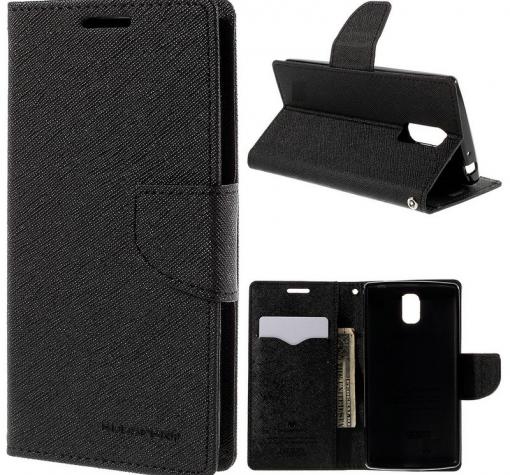 Луксозен кожен калъф Flip тефтер със стойка MERCURY Fancy Diary за Nokia 6 - черен