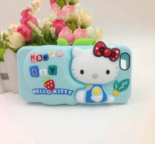 Силиконов калъф / гръб / TPU 3D Happy Day Series за Apple iPhone 6 4.7" - Hello Kitty / зелен