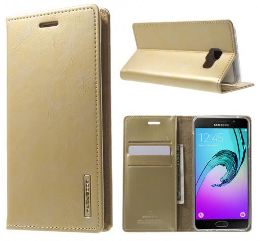 Луксозен кожен калъф със стойка MERCURY GOOSPERY за Samsung A5 2016 A510 - ЗЛАТЕН / Blue Moon Flip