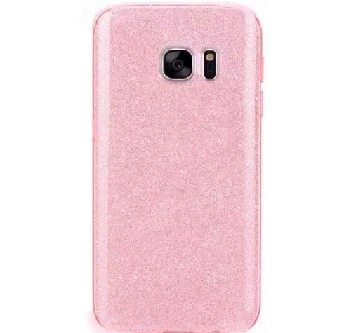 Луксозен силиконов гръб за Samsung S8 G950 - розов / брокат