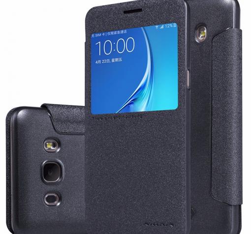 Луксозен кожен калъф Flip тефтер S-View NILLKIN Sparkle за Samsung J5 2016 J510 - черен