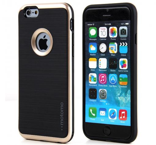 Луксозен силиконов калъф / гръб / TPU ROYCE за Apple iPhone 6 / iPhone 6S - черен / златист кант