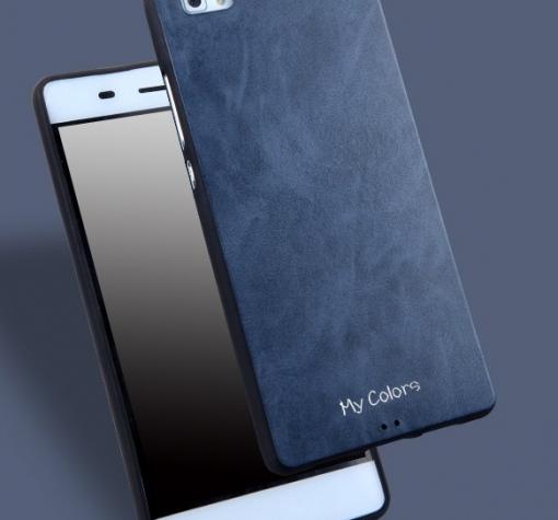 Луксозен силиконов калъф / гръб / TPU My Colors за Huawei P8 Lite - син / имитиращ кожа