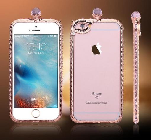 Луксозен бъмпер с камъни за Apple iPhone 6 / iPhone 6S - Gold Rose
