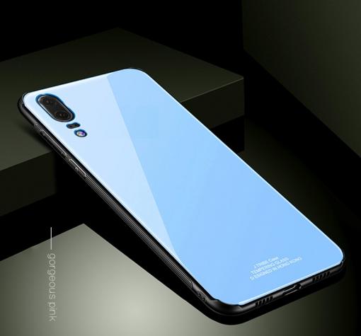 Луксозен стъклен твърд гръб за Huawei P20 - син