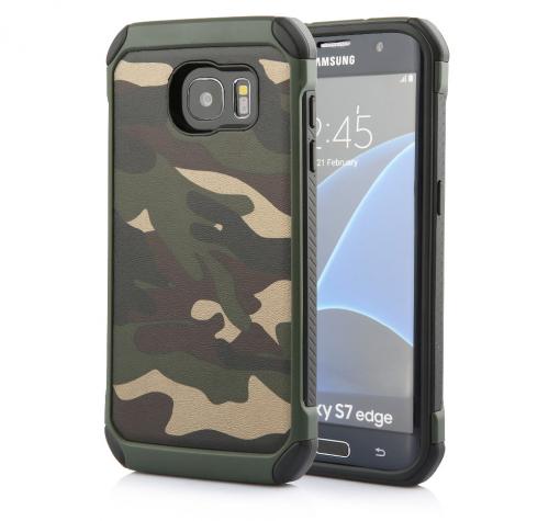 Твърд гръб със силиконов кант за Samsung S7 G930 - зелен / камуфлаж